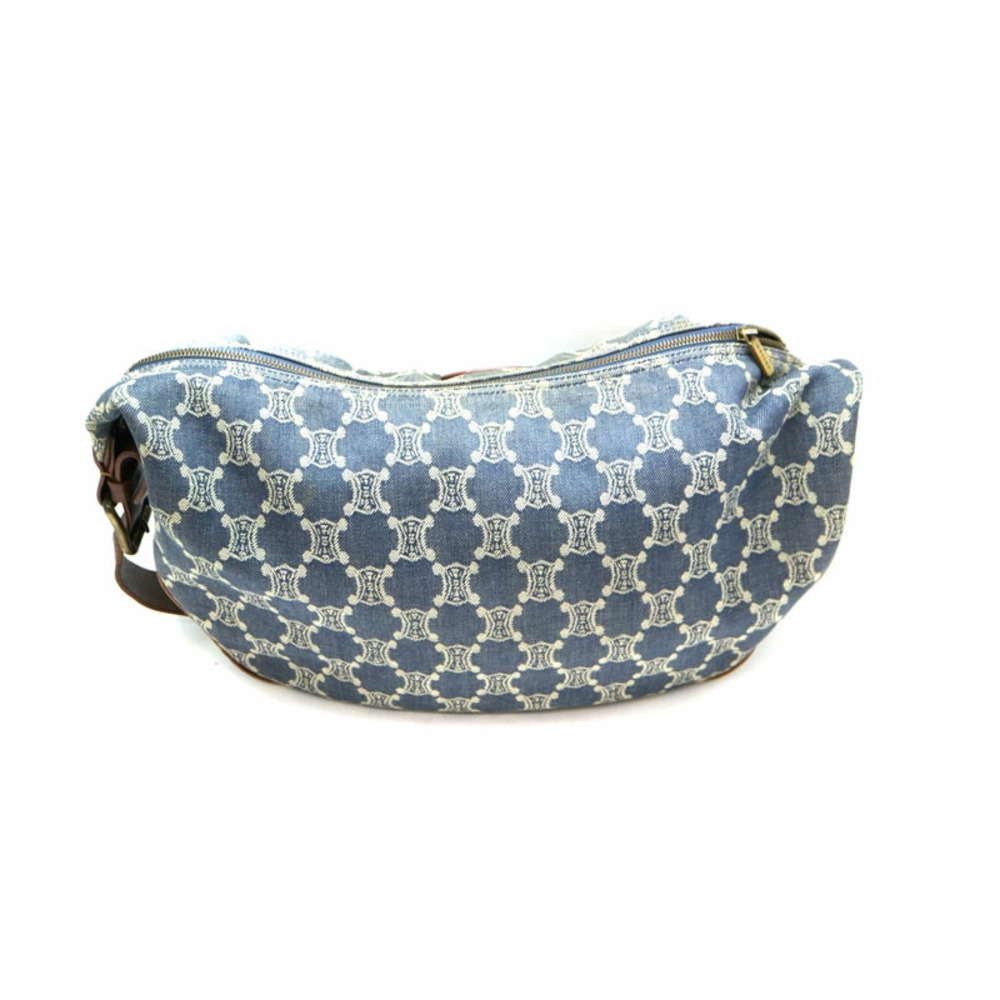 CELINE shoulder bag brown Navy Blue denim canvas leather - Picture 3 of 6